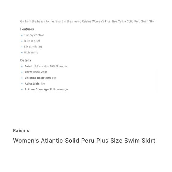 Raisins Curve Womens Plus Size 22W Black Stretch‎ Stir Up Peru Swim Skirt Bottom - Picture 3 of 7